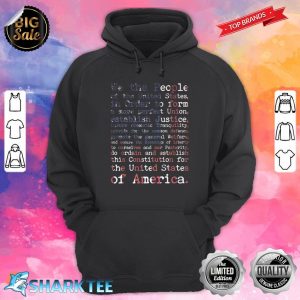 United States Constitution Preamble on American Flag Hoodie