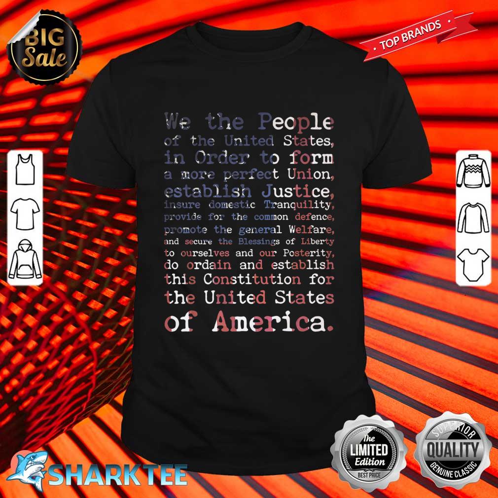United States Constitution Preamble on American Flag Shirt