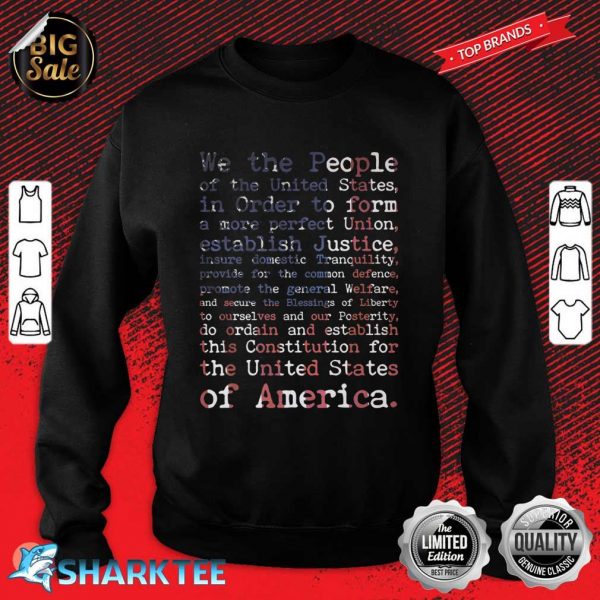 United States Constitution Preamble on American Flag Sweatshirt