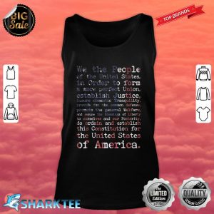 United States Constitution Preamble on American Flag Tank Top