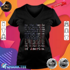 United States Constitution Preamble on American Flag V-neck