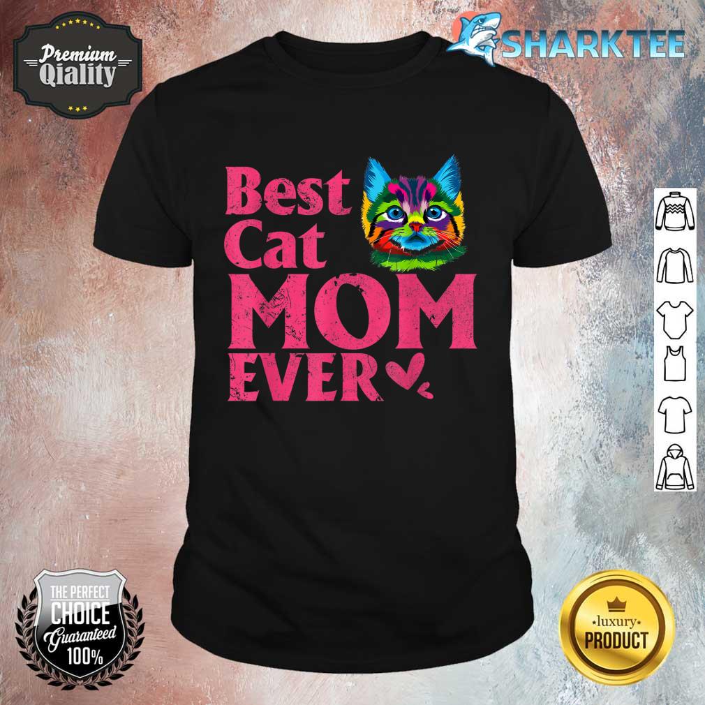 Vintage Best Cat mom Ever T-Shirt cut colored Cat mommy Shirt