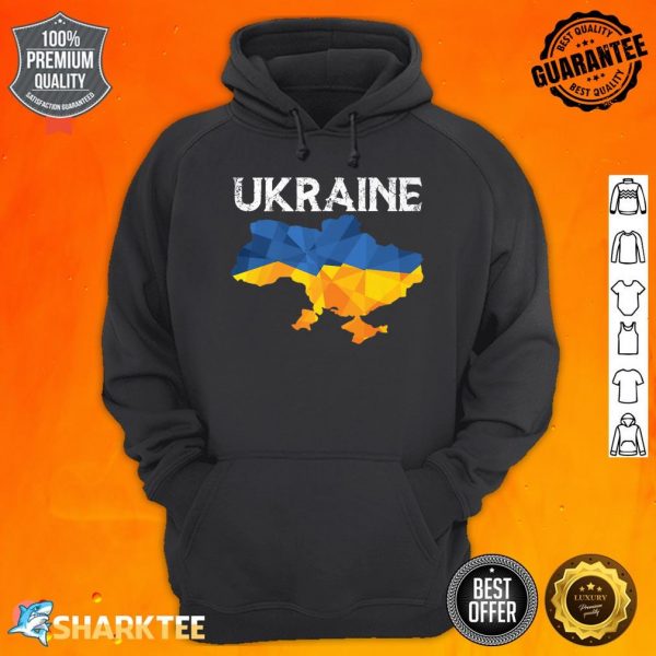 Vintage Ukraine Ukrainian Flag Pride Simple Ukraine Map Premium Hoodie
