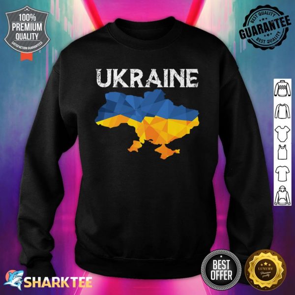 Vintage Ukraine Ukrainian Flag Pride Simple Ukraine Map Premium Sweatshirt