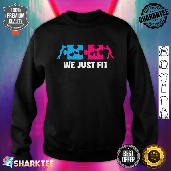 We Just Fit Great Puzzle Heart Loving Valentines Day Couples Sweatshirt