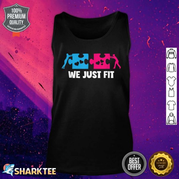We Just Fit Great Puzzle Heart Loving Valentines Day Couples Tank Top