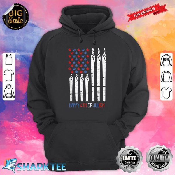 Weed American Flag 4th Of July Funny Marijuana Joint Stoner Hoodie