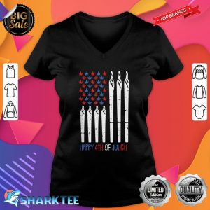 Weed American Flag 4th Of July Funny Marijuana Joint Stoner V-neck