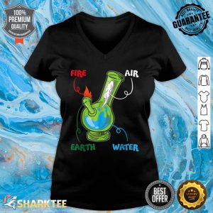 Weed Smoking Anatomy Bong Elements Fire Water Earth Air THC V-neck