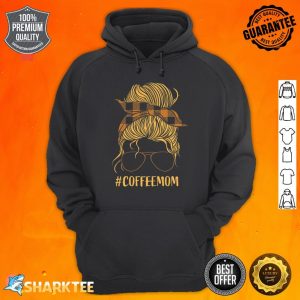 Womens Coffee Lover Mom Messy Hair Checkered Scarf Espresso Mother Premium Hoodie