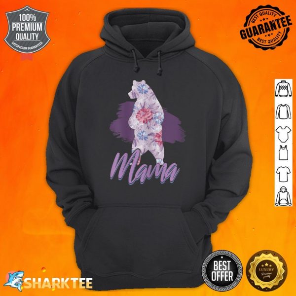 Womens Cute Mama Bear Flowers Rose Mom Mama Mommy Mother's Day Hoodie