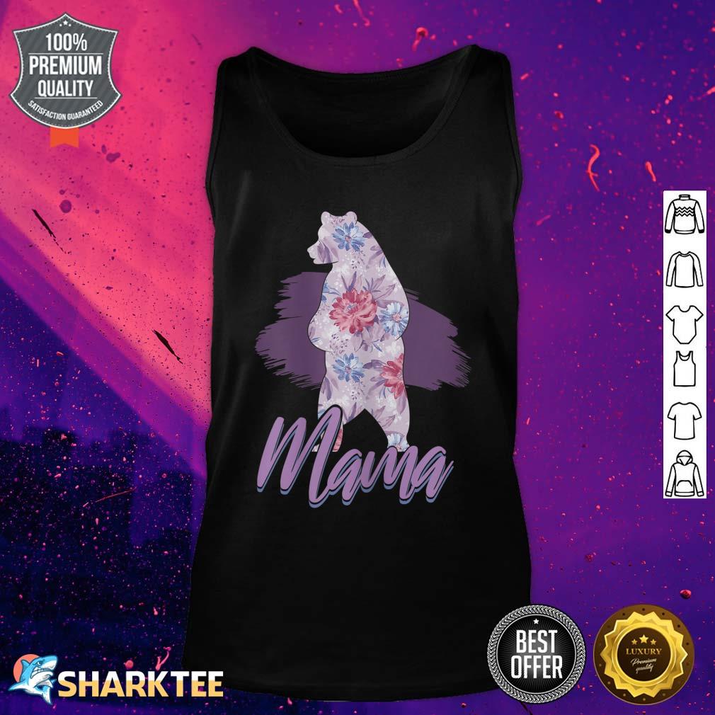 Womens Cute Mama Bear Flowers Rose Mom Mama Mommy Mother's Day Tank Top