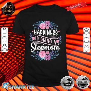 Womens Happiness Is Being Stepmom Life Flower Art Shirt