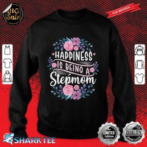 Womens Happiness Is Being Stepmom Life Flower Art Sweatshirt