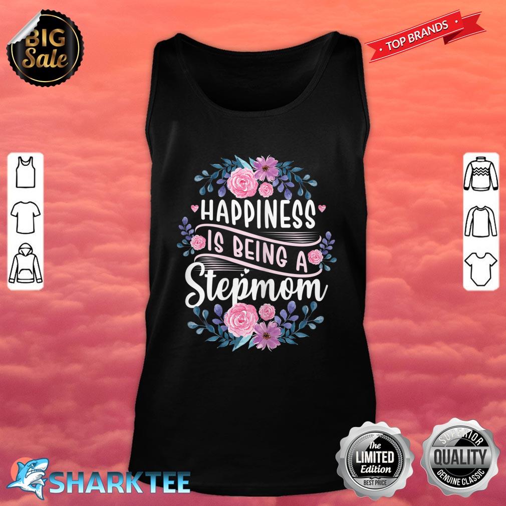 Womens Happiness Is Being Stepmom Life Flower Art Tank Top