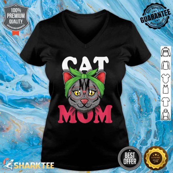 Womens Kawaii Cat Mom Mama Mommy Mother's Day V-neck