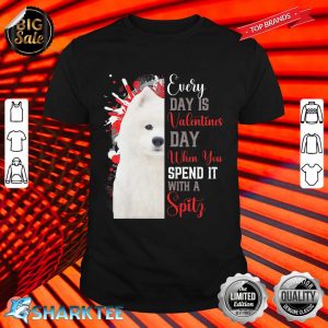 Womens Valentines Day Spitz Mom Mother Doggy Mum Dog White Fur Premium Shirt