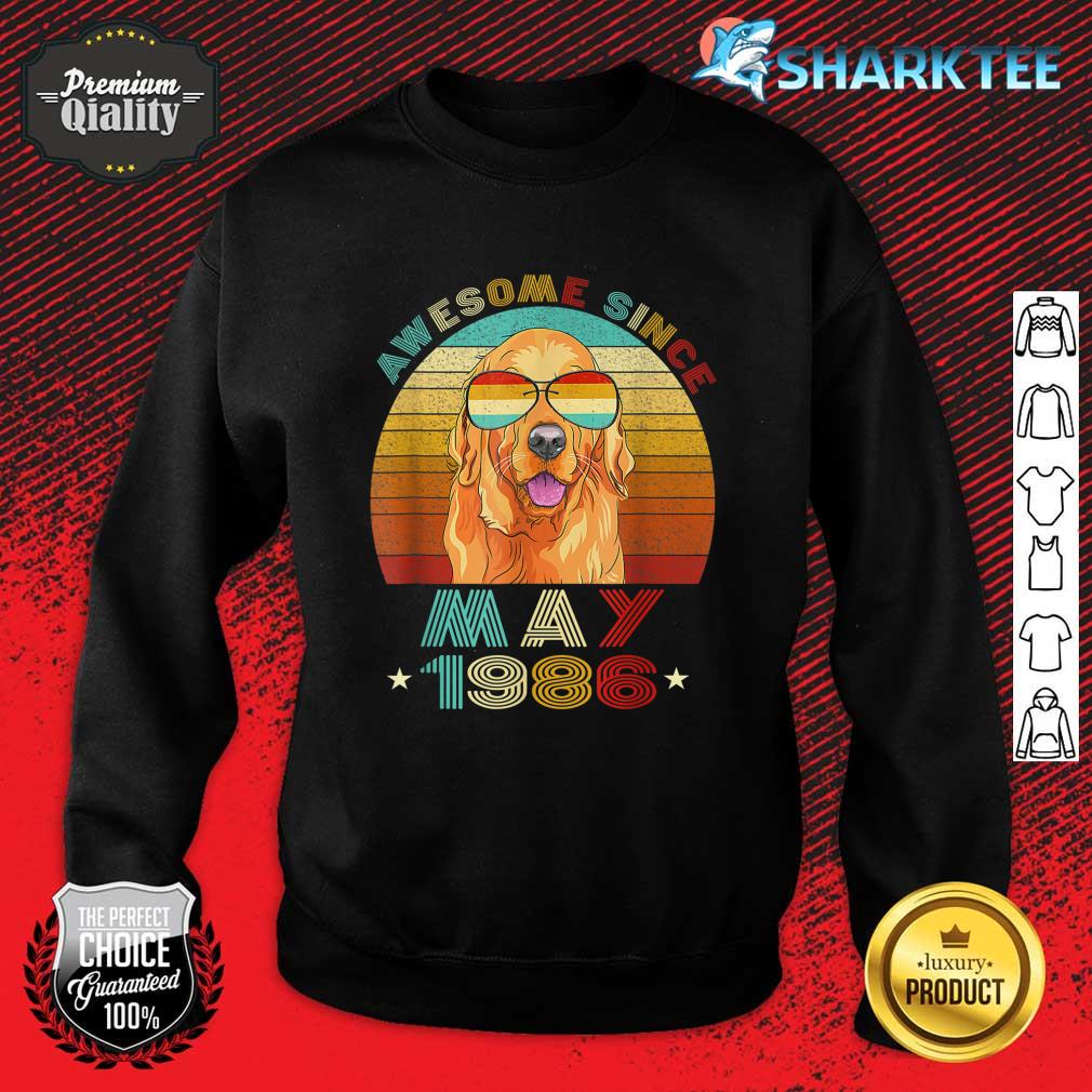 36th Birthday Love Golden Retrievers 36 Years Since May 1986 Sweatshirt