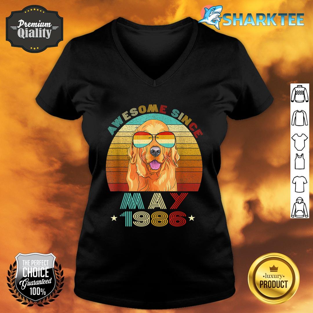 36th Birthday Love Golden Retrievers 36 Years Since May 1986 V-neck