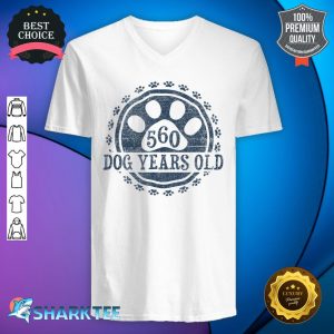 560 Dog Years Old 80 in Human 80th Birthday Gift V-neck