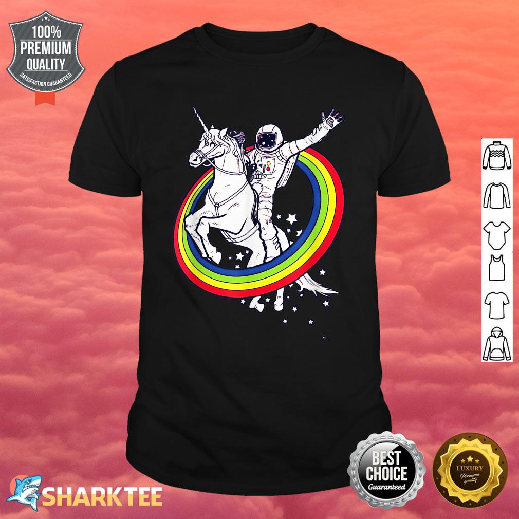 AETICON Astronaut Riding Unicorn Rainbow LGBTQIA Pride Shirt