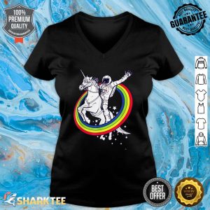 AETICON Astronaut Riding Unicorn Rainbow LGBTQIA Pride V-neck