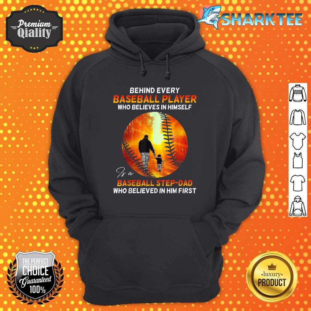 Behind Baseball Player Is Baseball Step-Dad Fathers Day Men Hoodie