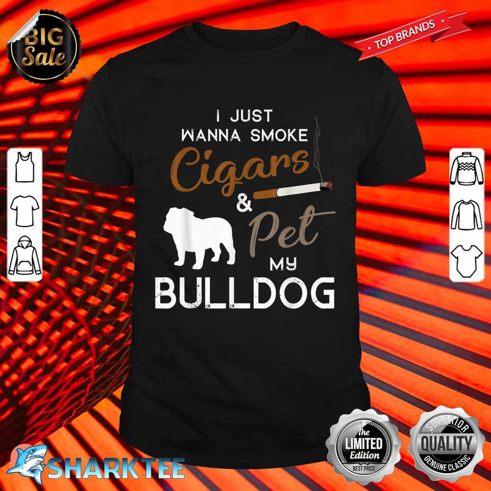 Bulldog Dog Cigar Lover Owner Christmas Birthday Gift Shirt