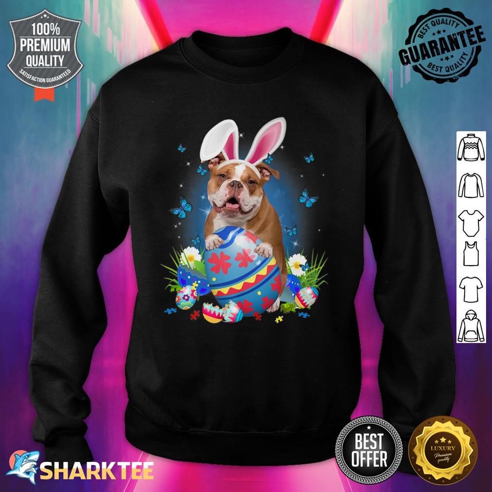 Bunny Bulldog With Egg Basket Easter Flower Hunting Egg Premium Sweatshirt
