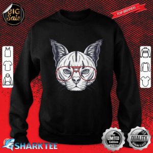Caracal Wild Cat Wearing a Red Glasses Sweatshirt