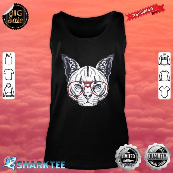 Caracal Wild Cat Wearing a Red Glasses Tank top