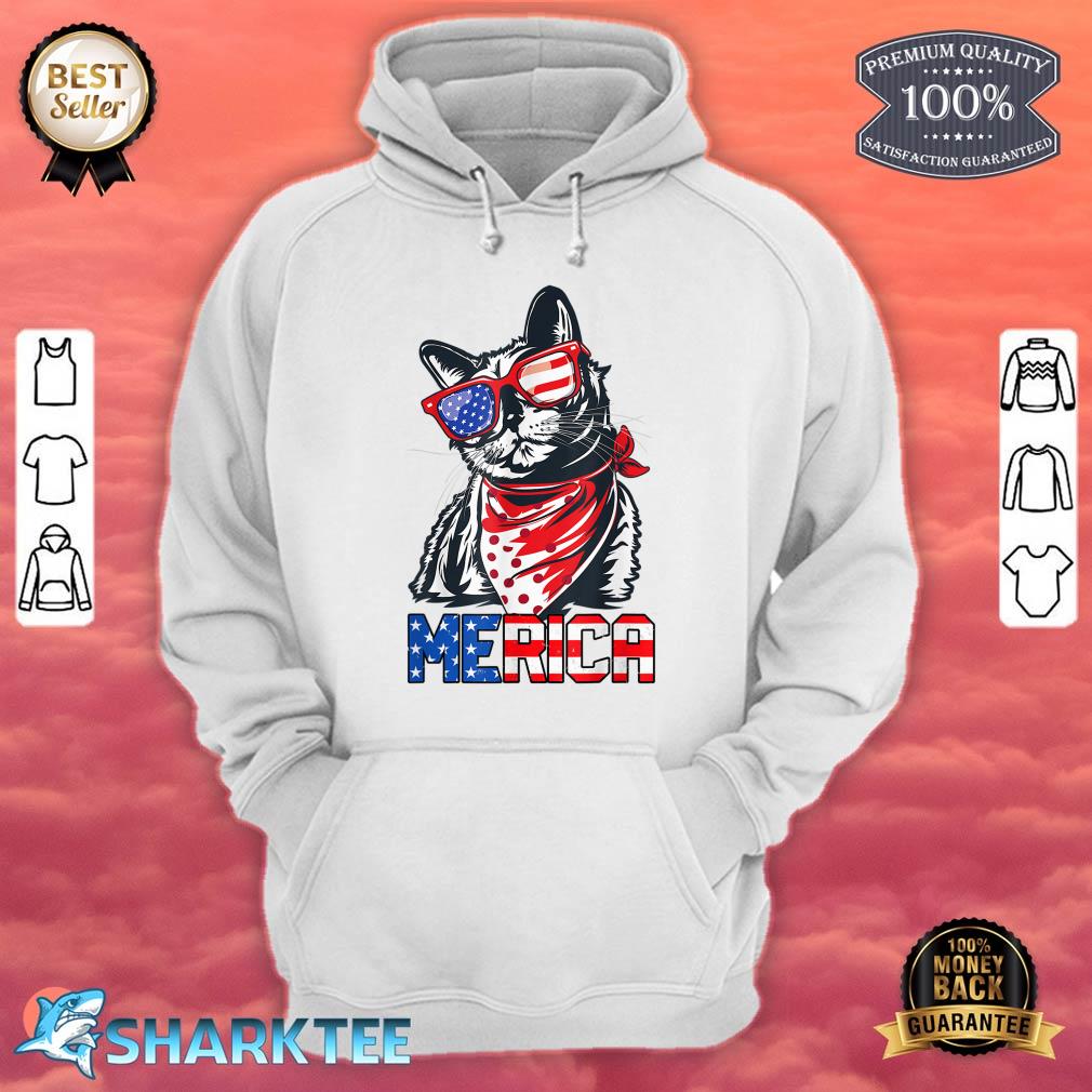 Cat Merica Funny Fourth 4th of July Cat Lover Sun Glasses Hoodie