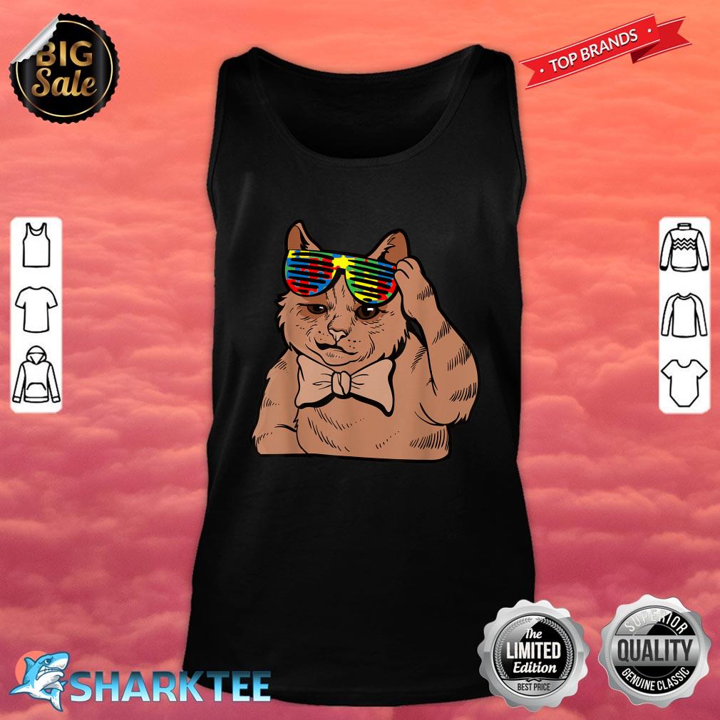Cat With Glasses Autism Awareness Cute Puzzle Piece Tank Top