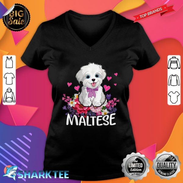 Dogs 365 Cute Maltese Dog Funny Pet Girls Gift V-neck