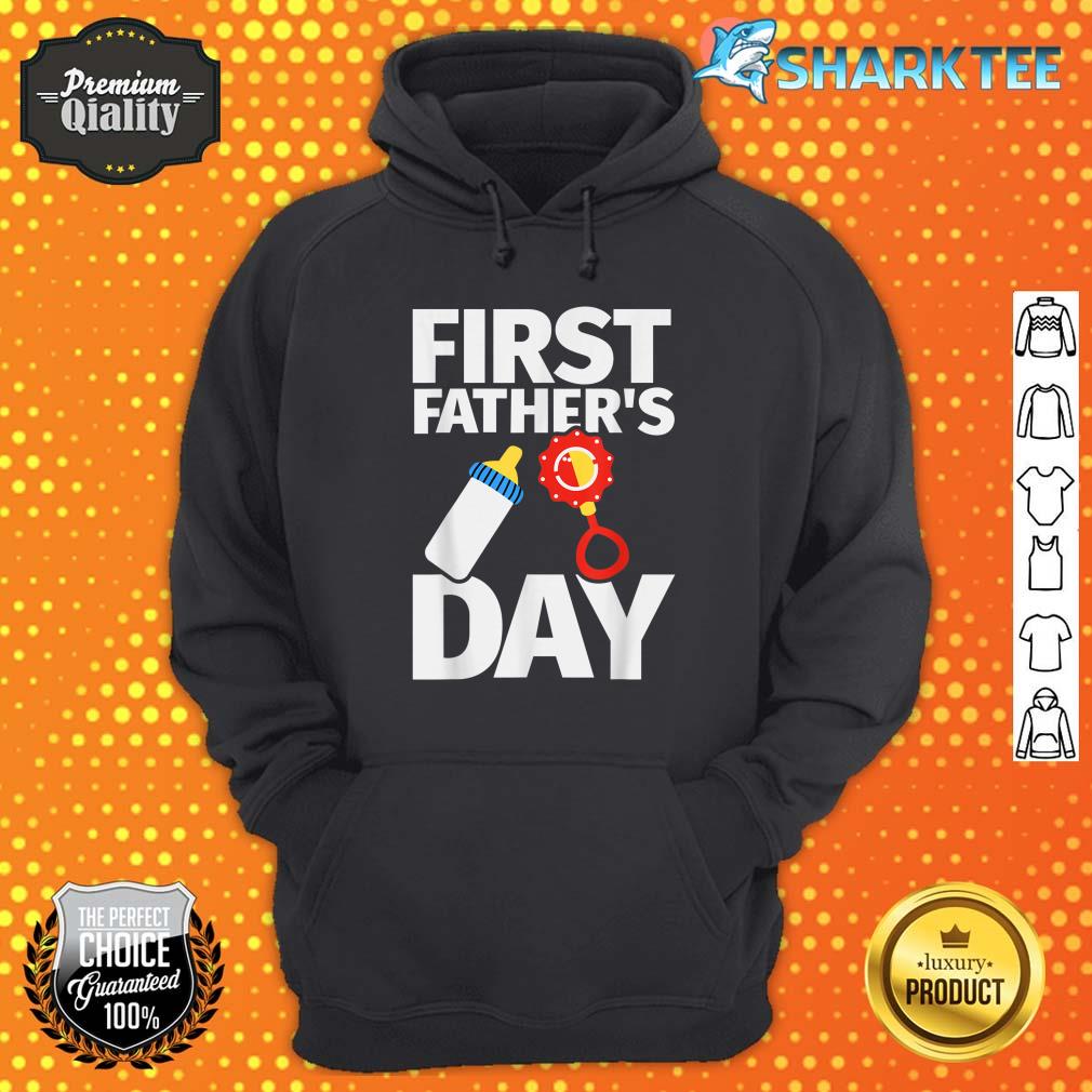 First Fathers Day Woven Rattle Baby Bottle Dad Hoodie