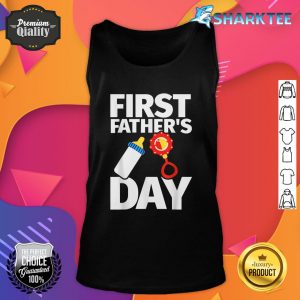 First Fathers Day Woven Rattle Baby Bottle Dad Tank top