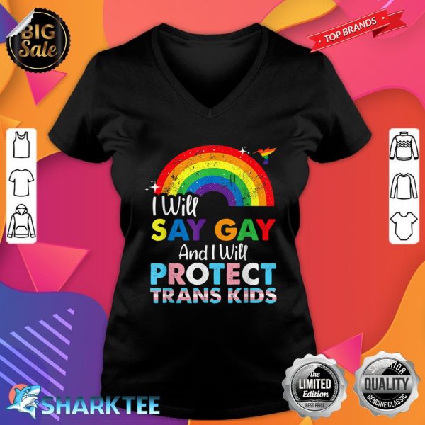 Florida Gay I Will Say Gay and I Will Protect Trans Kids V-neck