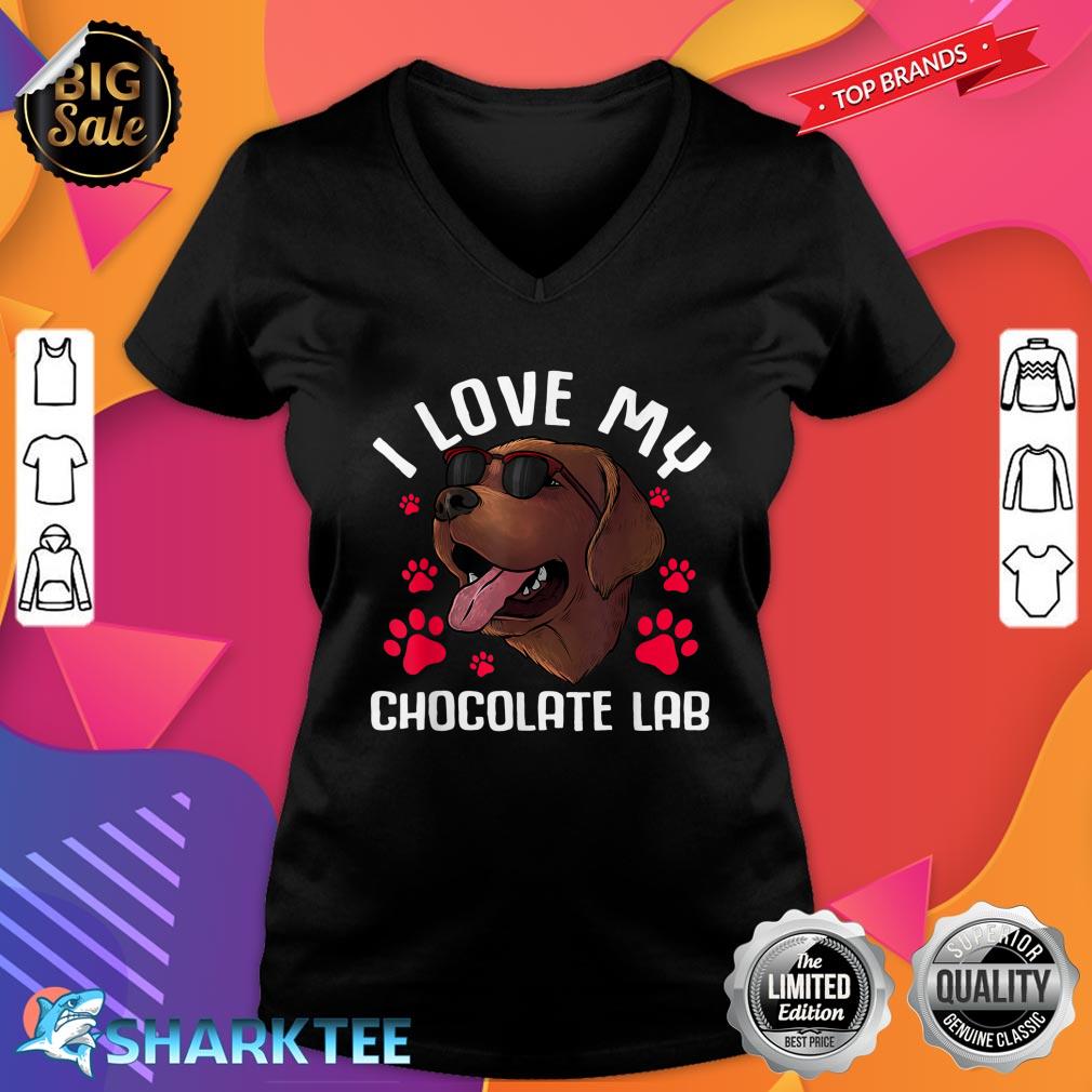 Funny Chocolate Labrador Retriever Gift Men Women Lab Lover V-neck