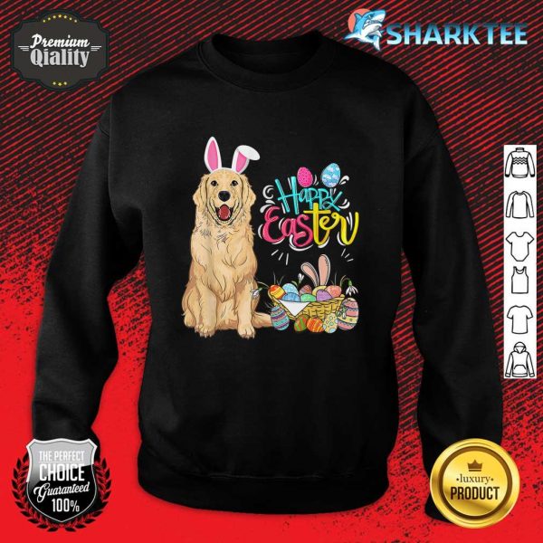 Happy Easter Eggs Bunny Dog Golden Retriever Boys Girls Sweatshirt