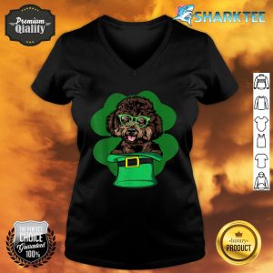 Irish Lucky Poodle Shamrocks Green Hat St Patricks Day V-neck