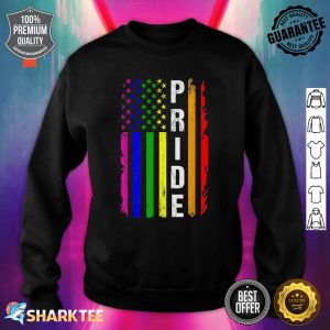 Lgbt Pride Month Support With Rainbow Us American Flag Sweatshirt