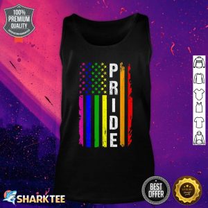 Lgbt Pride Month Support With Rainbow Us American Flag Tank Top