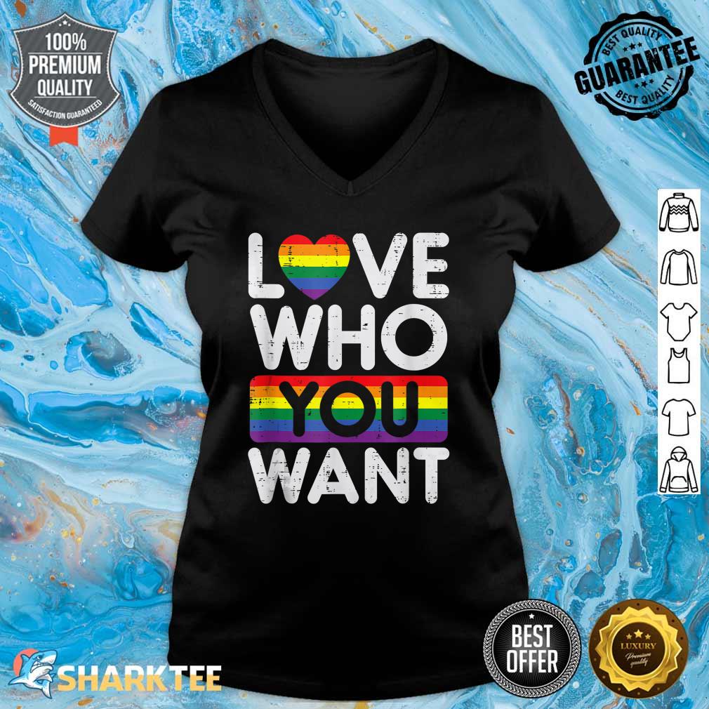 Love Who You Want Rainbow Heart Gay Pride LGBT Pride Month V-neck