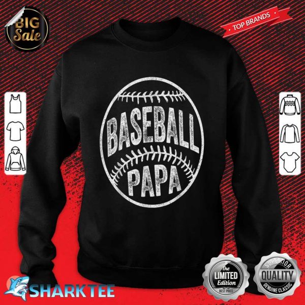 Mens Baseball Papa Coach Fathers Day Sweatshirt