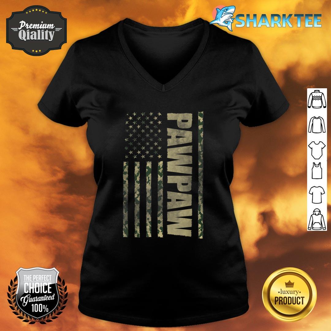 Pawpaw Gifts From Grandkids Fathers Day Camo American Flag V-neck