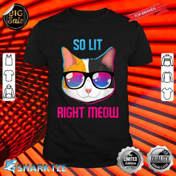 So Lit Right Meow Techno Music Party Cat Shirt