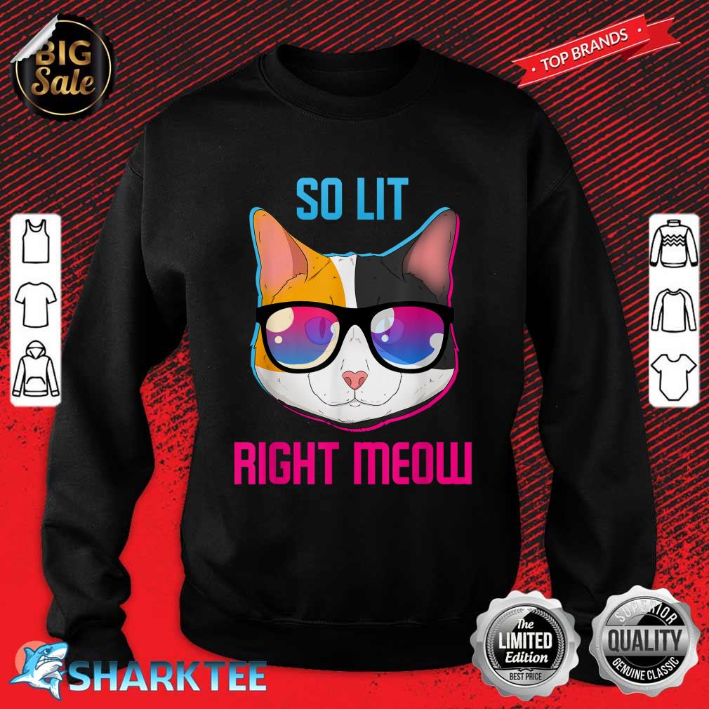 So Lit Right Meow Techno Music Party Cat Sweatshirt