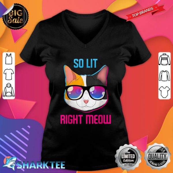 So Lit Right Meow Techno Music Party Cat V-neck