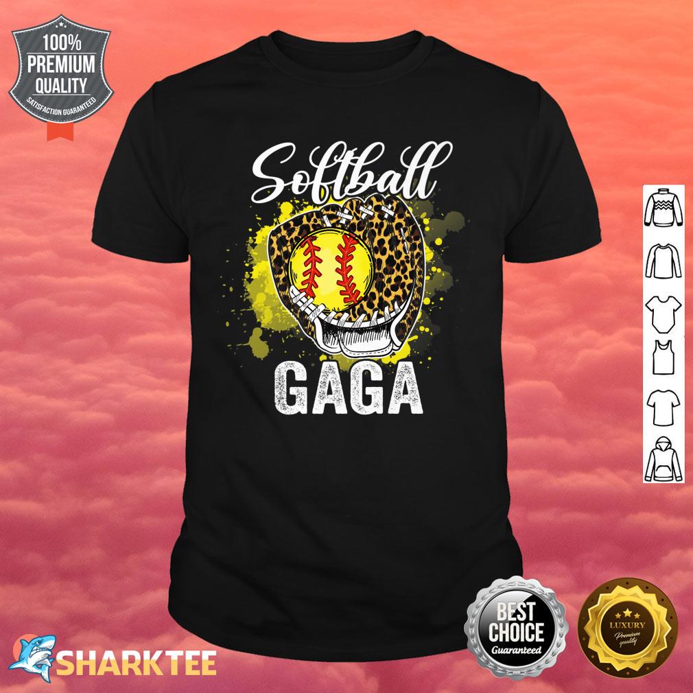 Softball Gaga Leopard Glove Game Day Mothers Day Premium Shirt