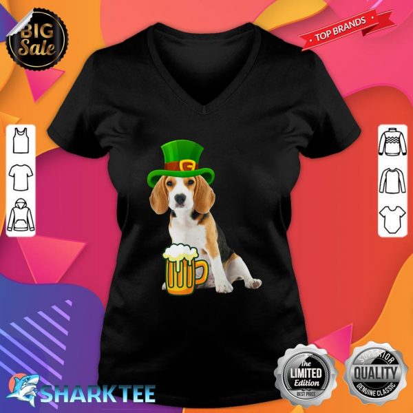 St Patricks Day Beagle Funny Irish V-neck